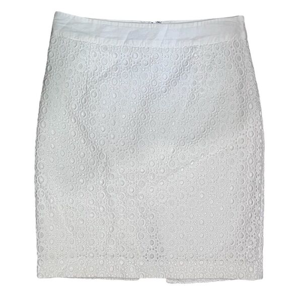 CALVIN KLEIN COTTON EYELET PENCIL SKIRT WHITE 4 PETITE - Picture 1 of 7